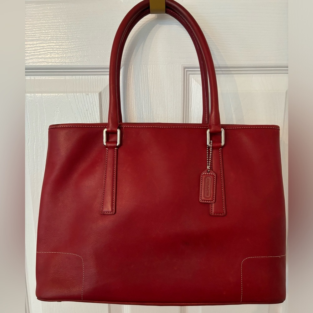 Coach red leather Legacy business tote bag